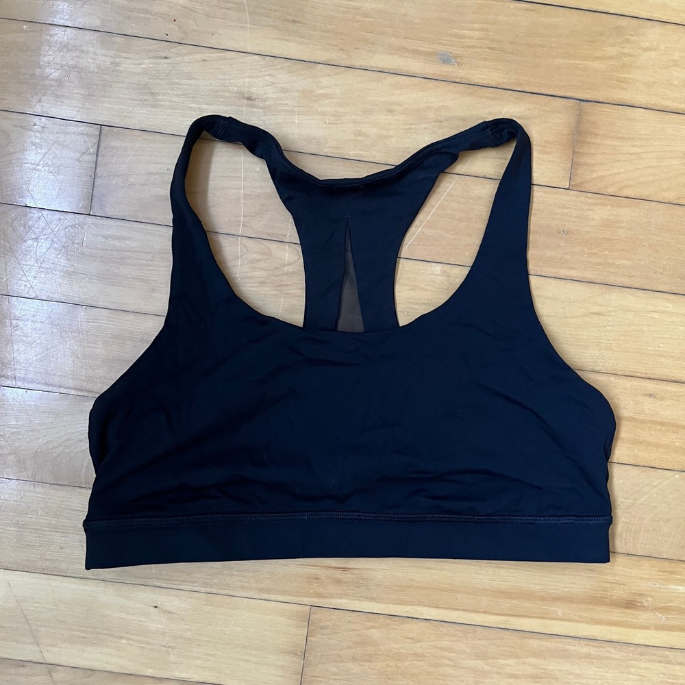 Lululemon Invigorate Sports Bra Black Mesh Racerback Size 10 High Support